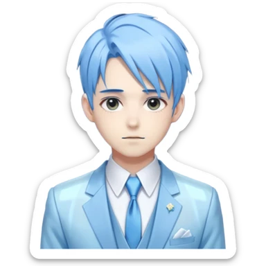 ethereal-pastel-transparent-translucent-gorgeous-spectral-dark-greyish-blue-whitish-gloomy-spectral-anime-poltergeist-man-with-blue-hair-with-a-beautiful-suit sticker