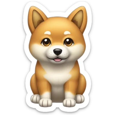 shiba inu full body sit 3/4 with back paws like down sticker