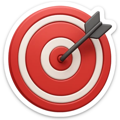 Add a simple arrow in the center of the bullseye target. Keep the style consistent with the original image. No text and no background. sticker