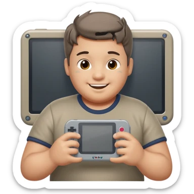 fat boy playing game boy sticker