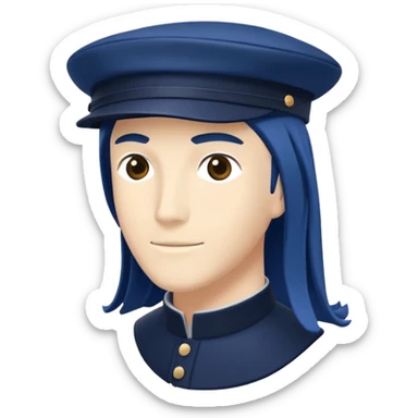 a floating Navy blue Brixton fiddler cap hat sticker