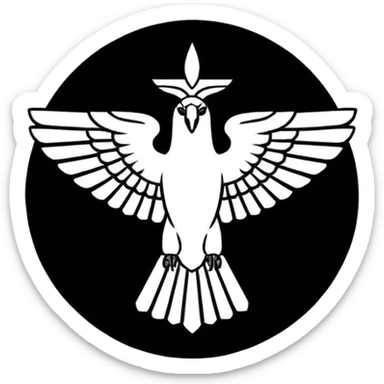 Minimalist black and white emblem emoji, inspired by the Faravahar symbol. Bio instagram  sticker