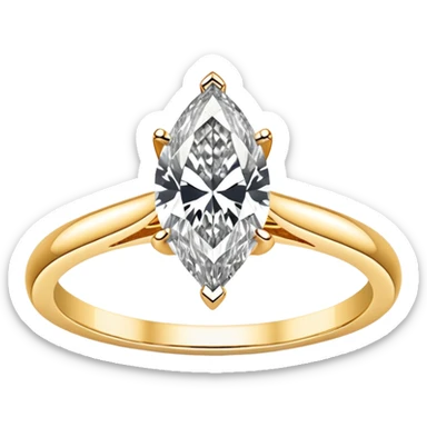 solitaire marquise diamond gold engagement ring sticker