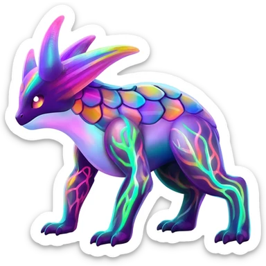 An exotic neon colorful unique bizarre eccentric Fakémon-creature (full body) sticker