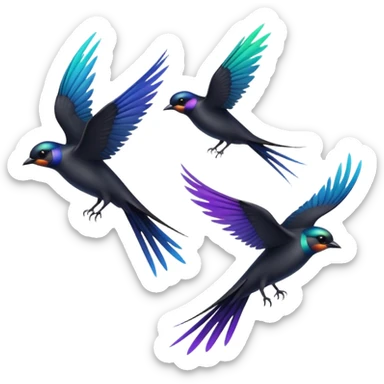 3 Black swallow flying sticker