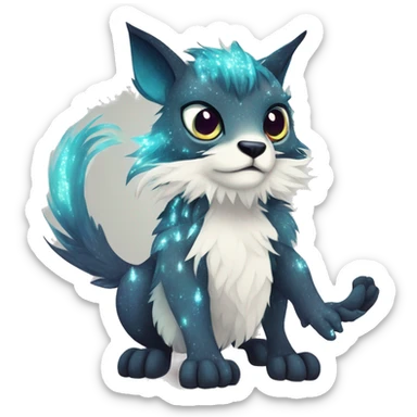 Cool cute Kawaii edgy fantasy animal sparkle fursona Fionbri creature by griffsnuff & LiLaiRa & Falvie full body sticker