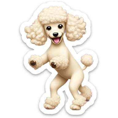 Cream poodle dancing sticker