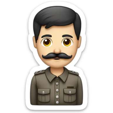 Hitler Homme cheveux noirs plaqué sur le côté moustache carré en chemise sticker