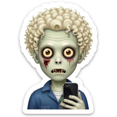 make a zombie boy with volumous curly hair emoji of iphone sticker