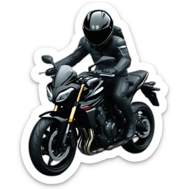 Un homme avec un casque sur une Kawasaki Z800 noir sticker