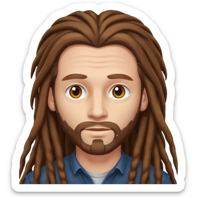 white Man with long brown dreadlocks sticker