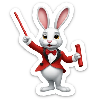bunny dressed like hugh hefner twirling a red and white cane sticker