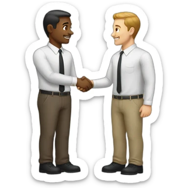 two white guys shaking hands sticker
