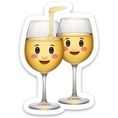 Blushing emoji with white wine sticker