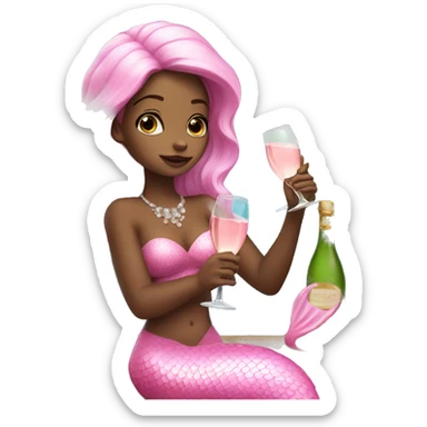 mermaid drinking champagne dressed in pink sticker