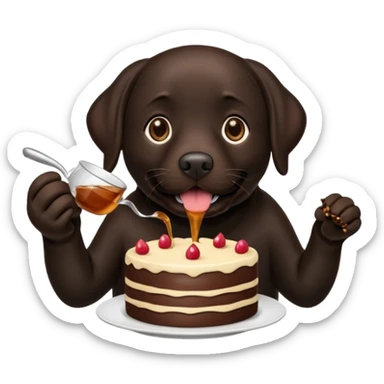 Cup of Tea cake black Labrador  sticker