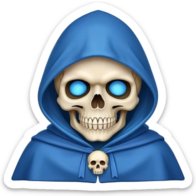 skull wearing blue hood and cloak sticker