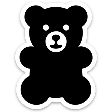 Change the Easter egg to a single solid green color and make the gummy bear entirely red, keep the style and background transparent. sticker