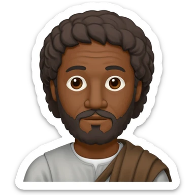 Aristotle as a black outline icon, no fill, hand-drawn look, recognizable philosopher features sticker