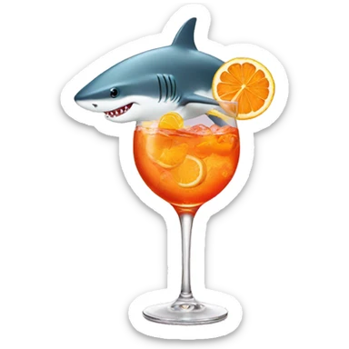 shark holding an aperol spritz sticker