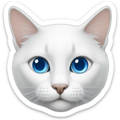 un gato blanco, ojos azules sticker