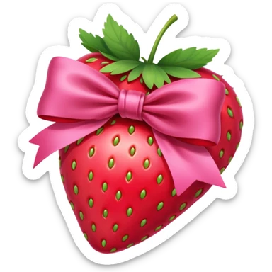 A strawberry with a bow   pink no face sticker