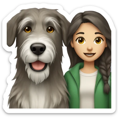 Dark Brown hair girl and an Irish wolfhound dog sticker