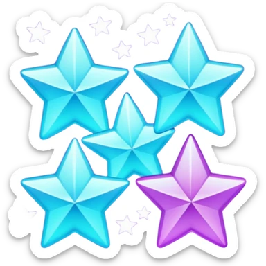 glitter purple and cian 3 stars sticker