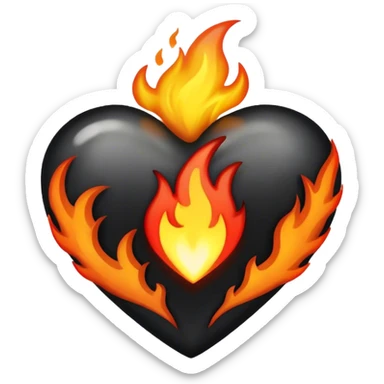 Black flaming heart sticker
