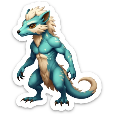 Anthropomorphic digitigrade Vernid-creature by LiLaiRa (full body) sticker