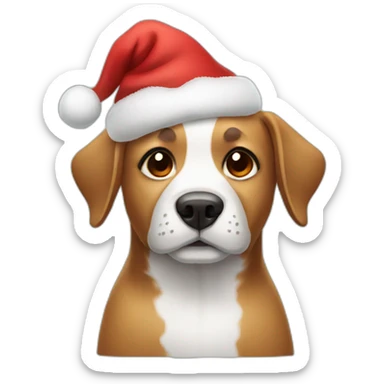 dog with christmas hat sticker