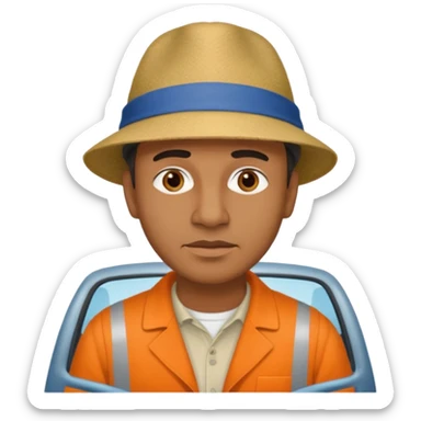 homme créole réunionnais  avec chapeau embouteillage route  sticker