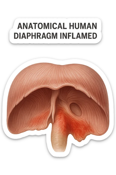 diaframma umano anatomico infiammato, isolato su sfondo bianco sticker