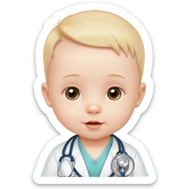 Young baby, 6 months, with a stethoscope sticker