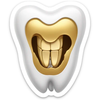 Gold tooth with a gold tooth sticker