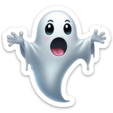 a funny little ghost who sticks out his tongue sticker