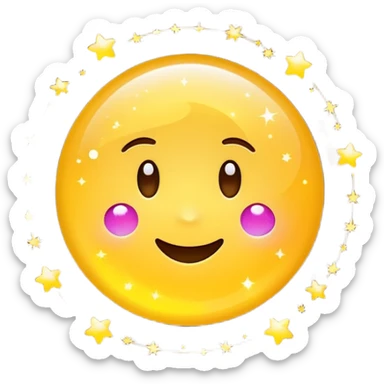 cute round emoji, simple flat vector style, minimal details, glowing aura effect, colorful sparkles and light trail swirling around, transformation effect, magical appearance, high quality, white background

 sticker