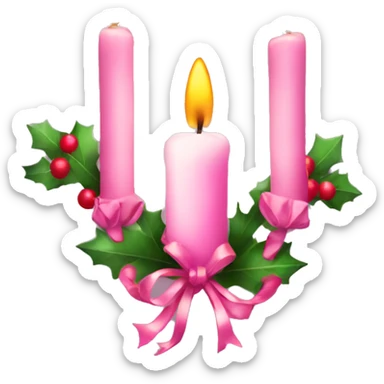 christmas pink garland and candle  sticker