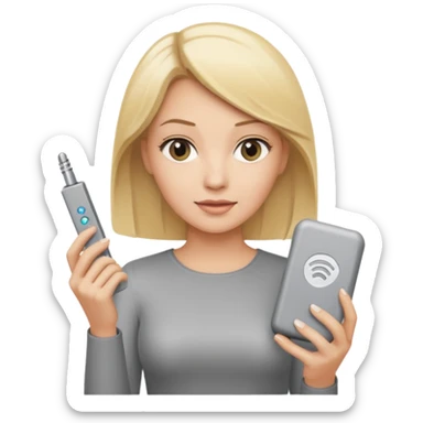 mujer rubia con modem de internet sticker