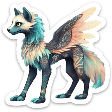 cute Kawaii edgy ethereal shy epic fantasy animal fursona Fionbri creature by griffsnuff & LiLaiRa & Falvie with exotic colors with intricate patterns full body sticker