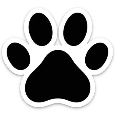Black outline dog paw print sticker