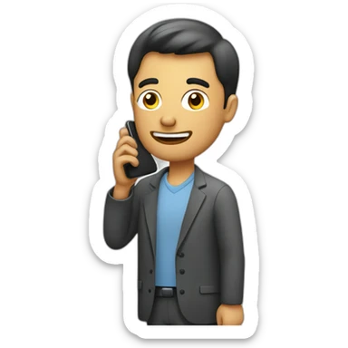 A man talks to his mobile phone sideways sticker