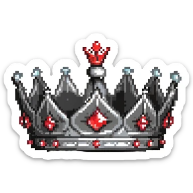 black crown with red jewels, small 16x16 icon sticker