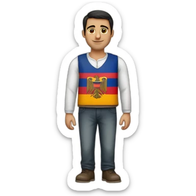 Armenian guy with the german flag at the hand sticker