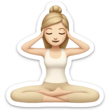 White Girl doing yoga in beige tones  sticker