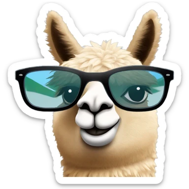 Alpaca usando lentes de sol, y tomando mate sticker