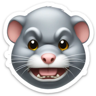 super fat angry rat head sticker