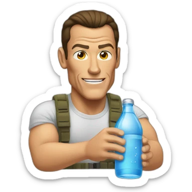 JCVD who's drinking a botle of water sticker