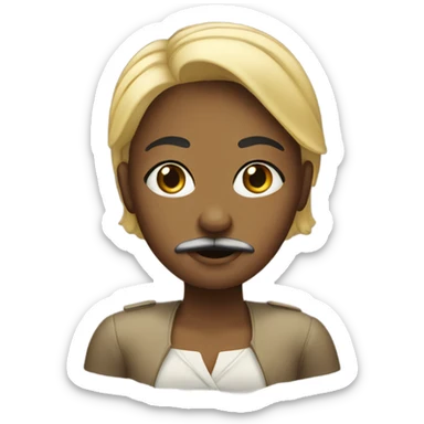 A black female with a stiff blonde box mustache above the mouth  sticker