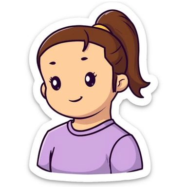 girl with brown hair and ponytail sticker